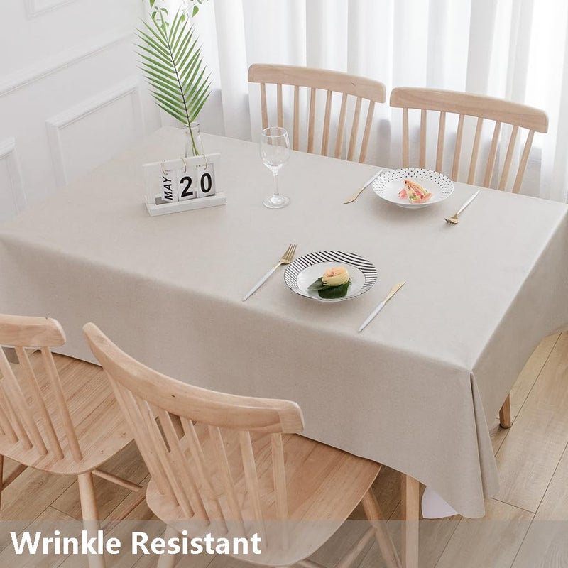 TruDelve Heavy Duty Vinyl Tablecloth Beige Plastic Table Cloth Rectangle Table Wipeable Waterproof PVC Tablecloths Rectangular (54'' x 72'', Pure Beige) - Image 3